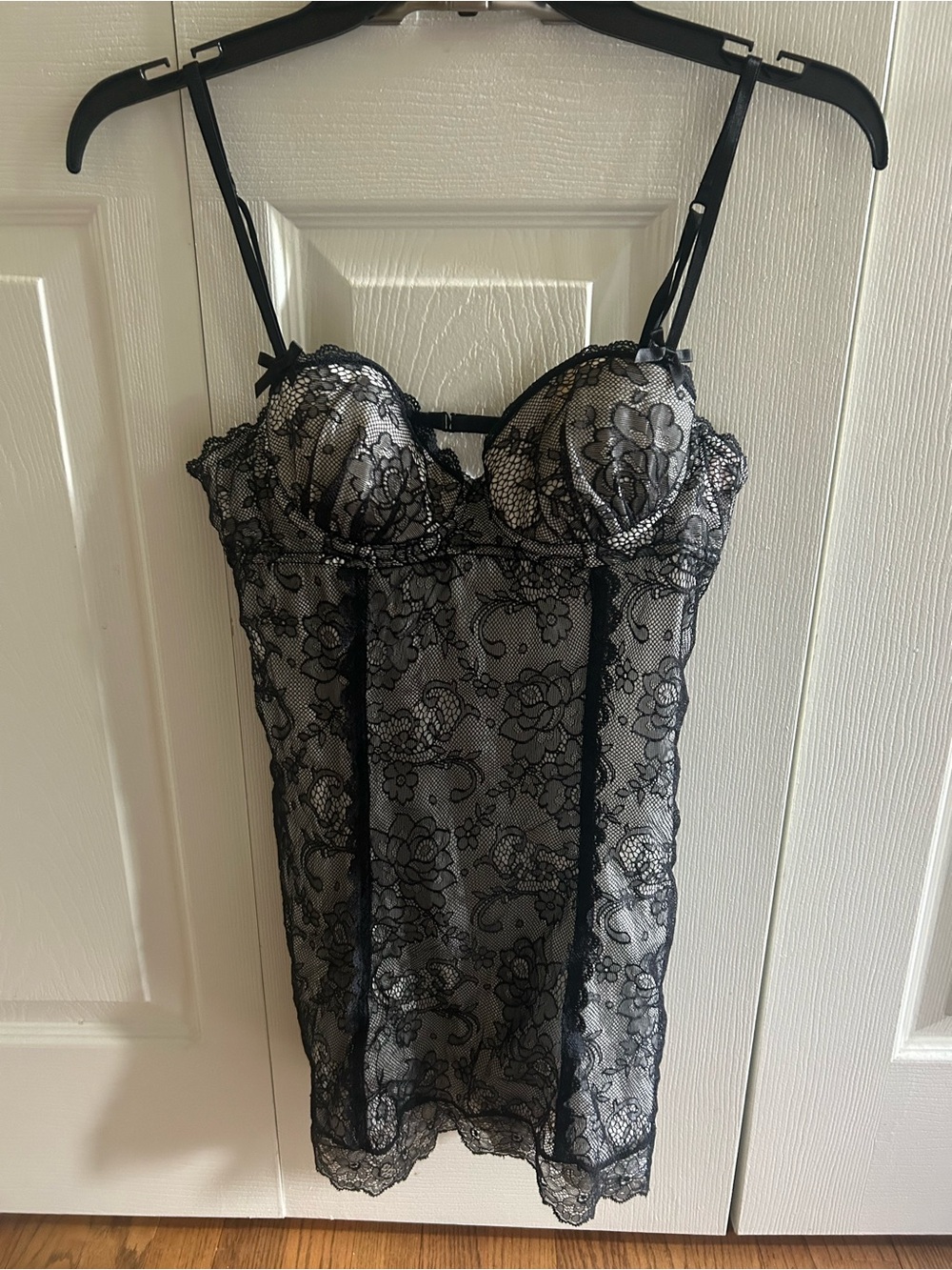 Victoria's Secret Black Floral Lace Chemise